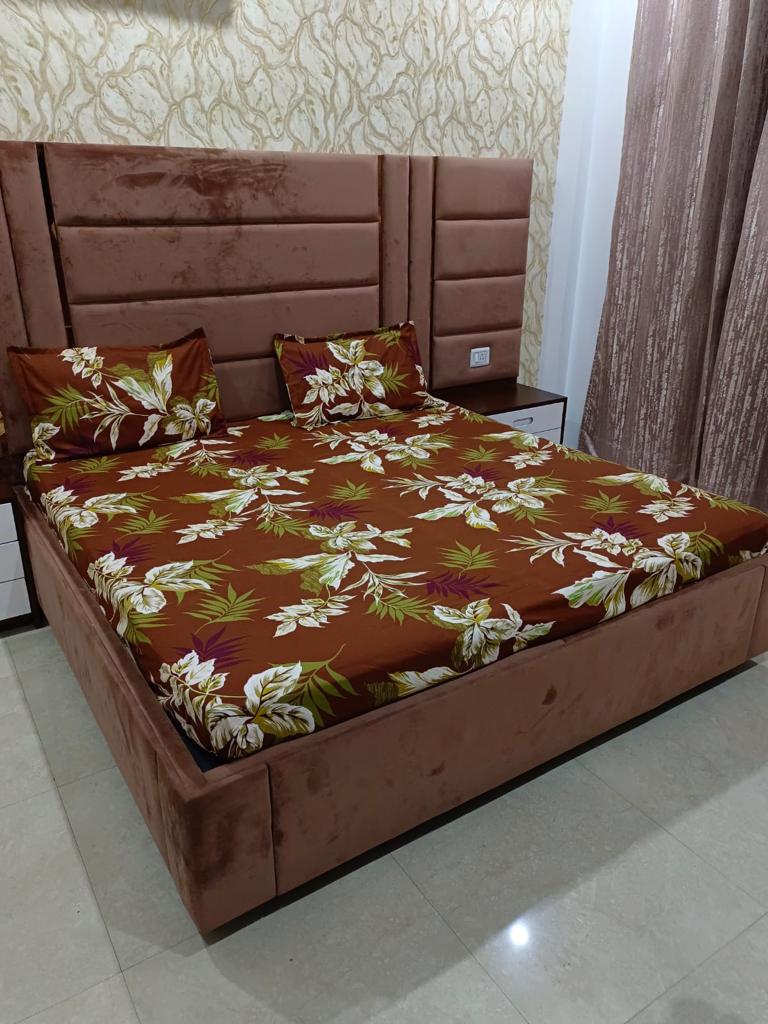 Premium Bedsheet With Tree Leaves Wooden Color 